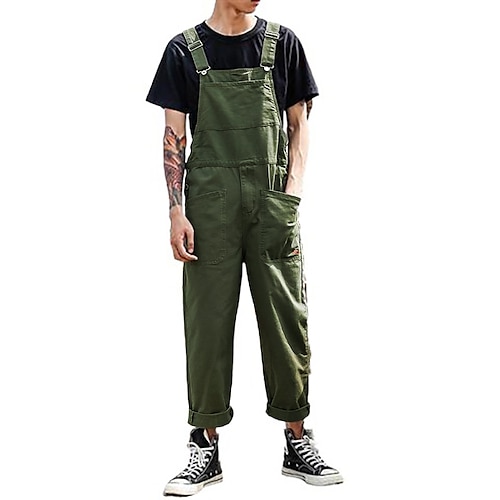 

Men's Cargo Pants Trousers Work Pants Overalls Jumpsuit Multi Pocket Plain Comfort Breathable Ankle-Length Daily Streetwear Stylish Green Black Micro-elastic