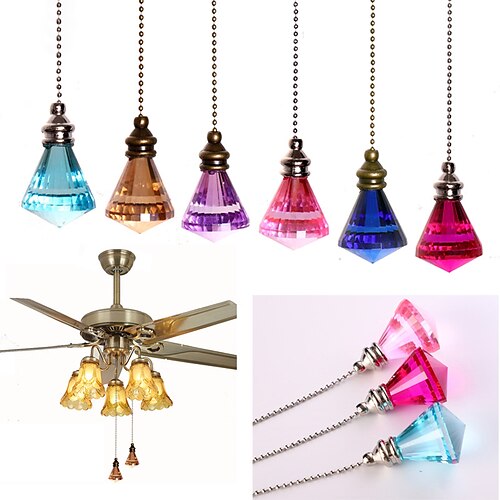 

Crystal Pendant Lighting Diamond Ball Fan Lamp Pull Rope Chain Ball European Style