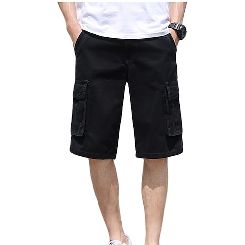 

Men's Chic Modern Casual Chinos Shorts Zipper Pocket Multi Pocket Knee Length Pants Casual Daily Micro-elastic Solid Colored Comfort Breathable Mid Waist Black Gray Army Green Khaki Royal Blue 28