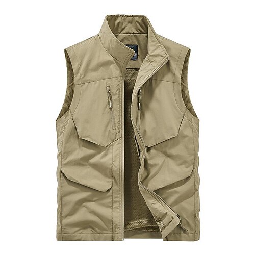 

Men's Fishing Vest Hiking Vest Sleeveless Vest / Gilet Top Outdoor Breathable Quick Dry Lightweight Comfortable khaki Dark Blue Army Green Fishing Climbing Beach