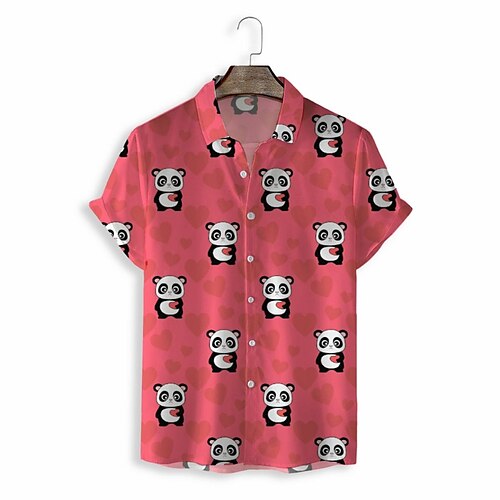 

Men's Shirt 3D Print Graphic Patterned Turndown Casual Daily 3D Print Short Sleeve Tops Casual Fashion Classic Red
