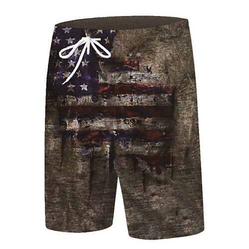 

Men's Designer Classic Style Shorts Beach Shorts 3D Print Drawstring Elastic Waist Short Pants Casual Daily Micro-elastic Graphic Patterned National Flag Breathable Soft Mid Waist Brown S M L XL XXL
