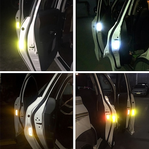 

4 PCS/set Car Open Reflective Stickers Tape Warning Mark Night Driving Safety Lighting Luminous Decor Auto Door Stickers