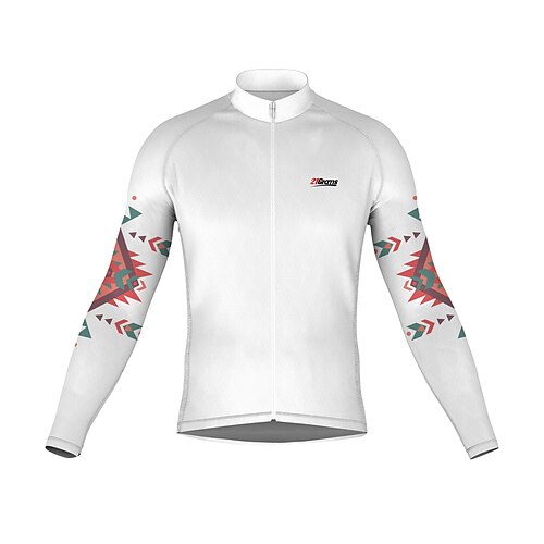 

21Grams Men's Cycling Jersey Long Sleeve Bike Top with 3 Rear Pockets Mountain Bike MTB Road Bike Cycling Breathable Quick Dry Moisture Wicking Reflective Strips White Wolf Polyester Spandex Sports