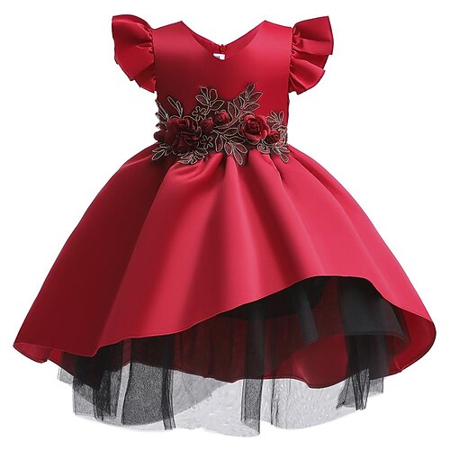 

Kids Little Girls' Dress Solid Colored Skater Dress Party Daily Wine Champagne Knee-length Sleeveless Elegant Cute Dresses Spring Summer Slim 3-10 Years