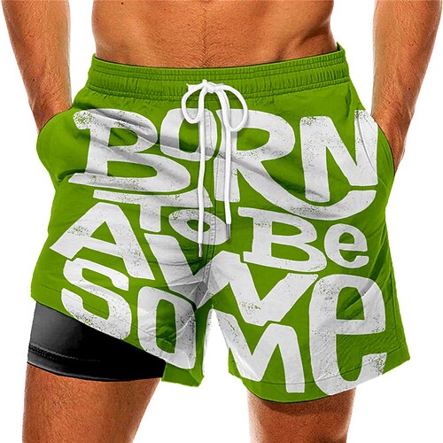 

Men's Swim Trunks Swim Shorts Quick Dry Board Shorts Bathing Suit Compression Liner with Pockets Drawstring Swimming Surfing Beach Water Sports Printed Spring Summer