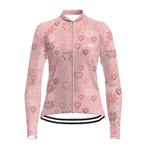 

21Grams Women's Cycling Jersey Long Sleeve Bike Top with 3 Rear Pockets Mountain Bike MTB Road Bike Cycling Breathable Quick Dry Moisture Wicking Rosy Pink Heart Spandex Polyester Sports Clothing