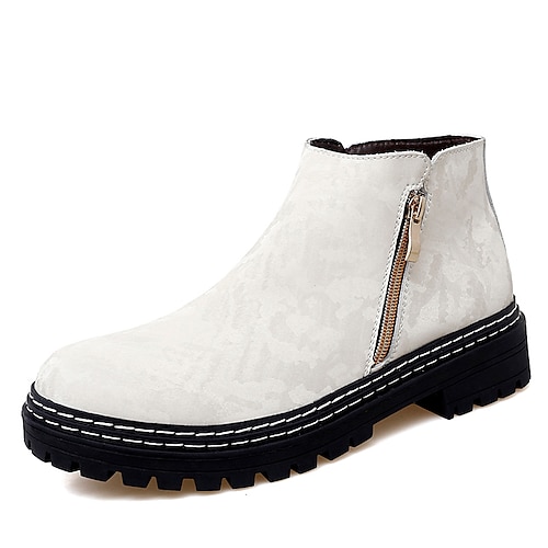 

Men's Boots Retro Chelsea Boots Casual Vintage Classic Daily Office Career PU Booties / Ankle Boots Black Silver Beige 3D Fall Winter