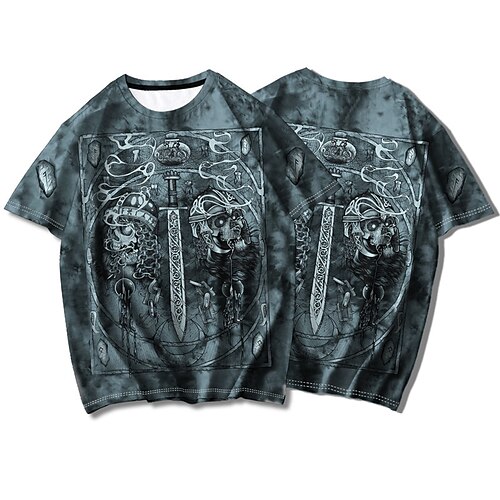 

Men's T shirt Tee 3D Print Graphic Patterned Tie Dye Crew Neck Street Casual Print Short Sleeve Tops Basic Fashion Classic Comfortable Green / Black / Summer / Sports / Summer