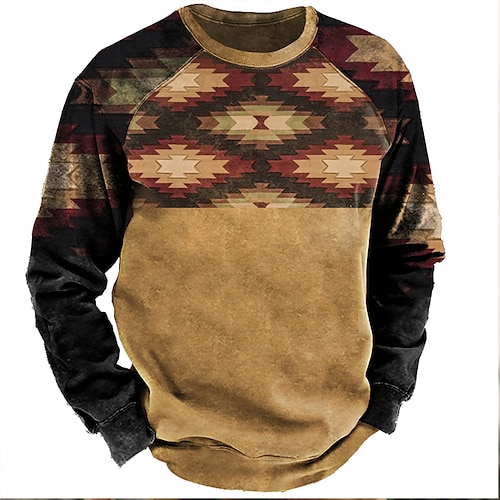 

Men's Unisex Sweatshirt Pullover Tribal Graphic Prints Patchwork Print Daily Sports Holiday 3D Print Designer Casual Hoodies Sweatshirts Brown