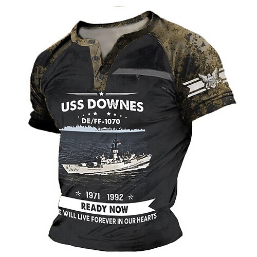 

Men's Henley Shirt Tee T shirt Tee Graphic Patterned Color Block Letter Plus Size Henley Daily Sports Patchwork Button-Down Short Sleeve Tops Designer Basic Casual Classic Black / Summer