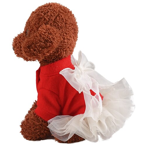 

Chien Chat Robe Nœud papillon Perle Adorable Le style mignon Quotidien Casual Quotidien L'hiver Vêtements pour Chien Vêtements pour chiots Tenues De Chien Doux Noir Rouge Costume pour fille et garçon