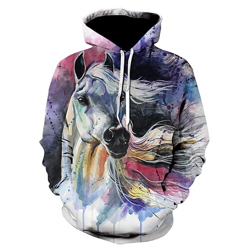 

Per uomo Felpa con cappuccio Felpa con cappuccio pullover Viola Con cappuccio Pop art Animali Stampa Ufficio Giornaliero Fine settimana Stampa 3D Originale Informale Grande e alto Primavera & Autunno