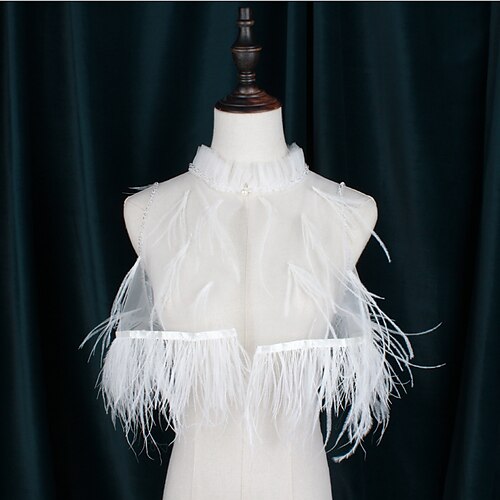 

Sleeveless Bridal / Sweet Tulle Wedding / Engagement Party Shawl Wrap / Shawls / Women's Wrap With Feather / Imitation Pearl