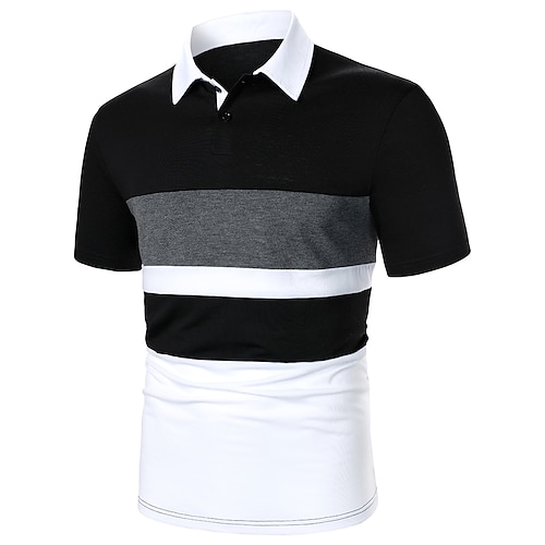 

Men's Golf Shirt Dress Shirt Casual Shirt Shirt Print Curve Geometry Button Down Collar Casual Leisure Sports Color Block Button-Down Short Sleeve Tops Simple Color Block Casual Fashion Black / White