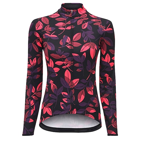 

21Grams Women's Long Sleeve Cycling Jersey Bike Top with 3 Rear Pockets Mountain Bike MTB Road Bike Cycling Breathable Quick Dry Moisture Wicking Black Floral Botanical Spandex Polyester Sports