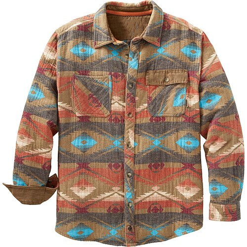 

Men's Shirt Print Check Graphic Patterned Turndown Street Daily Button-Down Print Long Sleeve Tops Casual Fashion Comfortable Wine Royal Blue Orange