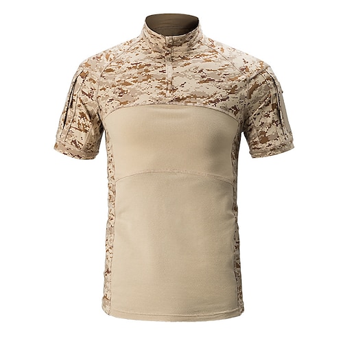 

Men's Combat Shirt Tactical Military Shirt Camo / Camouflage Short Sleeve Outdoor Summer Autumn Multi-Pockets Breathable Quick Dry Sweat wicking Top Cotton Camping / Hiking Hunting Military Training