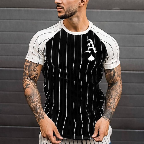 

Homens Camiseta Gráfico Bloco de cor Listrado Gola Redonda Rua Esportes Manga Curta Patchwork Roupa Moda Designer Casual Confortável