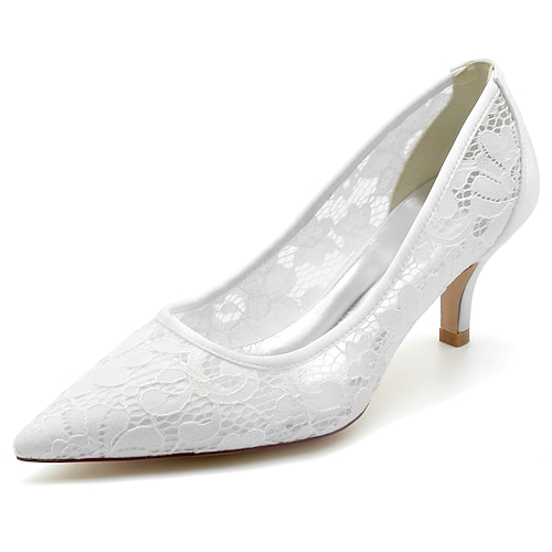 

Women's Wedding Shoes Wedding Party Wedding Heels Bridal Shoes Bridesmaid Shoes Summer Lace High Heel Pointed Toe Elegant Lace Loafer Floral Embroidered Silver Champagne Ivory