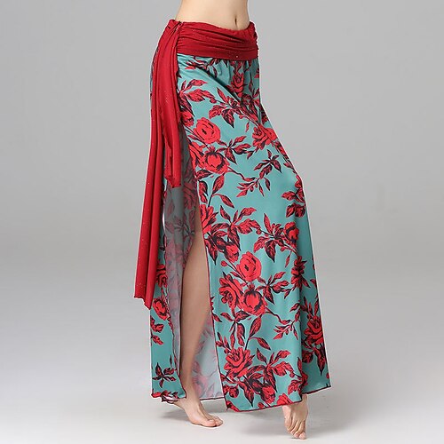 

Women's Fashion Skirts Performance Holiday Floral Split Green Wine M L XL / Maxi / Print