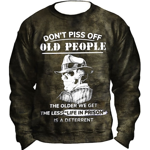 

Men's Sweatshirt Pullover Graphic Patterned Slogan Print Daily Holiday Going out 3D Print Casual Streetwear Hoodies Sweatshirts Long Sleeve Army Green