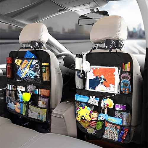 

Car Backseat Organizer for Kids with 10.5 inch Tablet Holder kick mats back seat protector Cover with 9 Storage Pockets for Snacks Drinks ToysCar Road Trip Accessories
