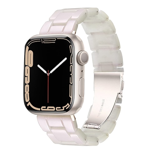 

1pc Smart Watch Band Compatible With Apple Watch 38mm 40mm 41mm 42mm 44mm 45mm Thin Light Resin Strap Bracelet With Stainless Steel Buckle Replacement For iWatch Series 7 6 5 4 3 2 1 SE