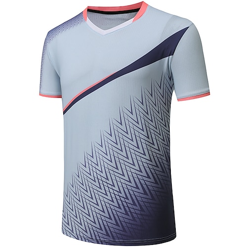 

Men's Tennis Shirt Athletic Shirt Breathable Quick Dry Moisture Wicking Short Sleeve T Shirt Regular Fit V Neck Printed Summer Gym Workout Tennis Badminton / Micro-elastic / Lightweight