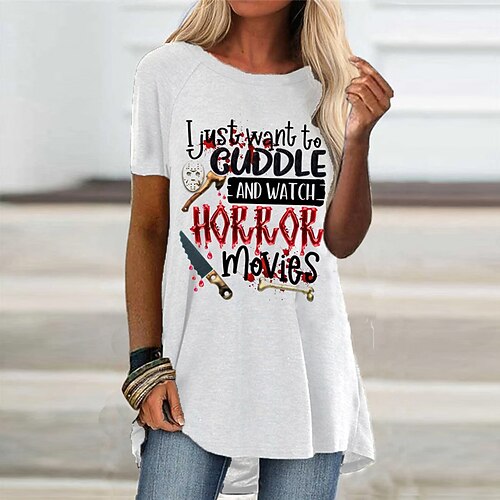 

Women's Shift Dress Short Mini Dress White Half Sleeve Cat Letter Animal Print Fall Spring Round Neck Casual 2022 S M L XL XXL 3XL