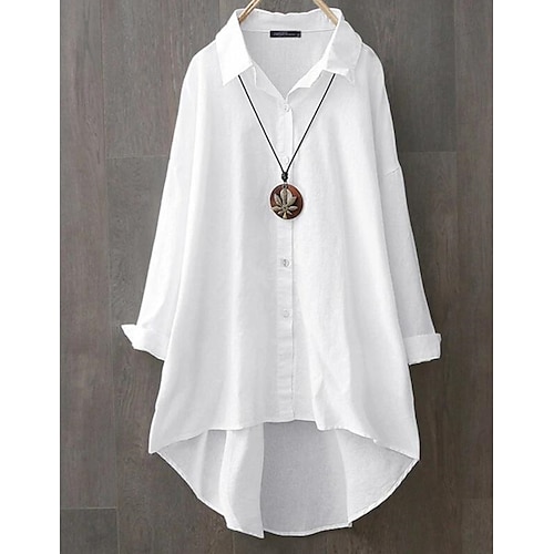 

Women's Plus Size Tops Blouse Shirt Long Sleeve Shirt Collar Festival Work Daily Polyester Winter Fall White