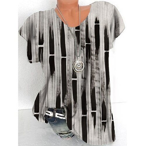 

Women's Plus Size Tops T shirt Tee Tie Dye Print Short Sleeve Crewneck Streetwear Daily Sports Cotton Spandex Jersey Spring Summer Gray