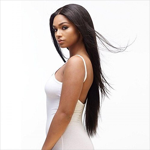 

Human Hair 13x4 Lace Front Wig Free Part Peruvian Hair Silky Straight Black Wig 130% Density with Baby Hair Glueless Pre-Plucked For wigs for black women Long Human Hair Lace Wig