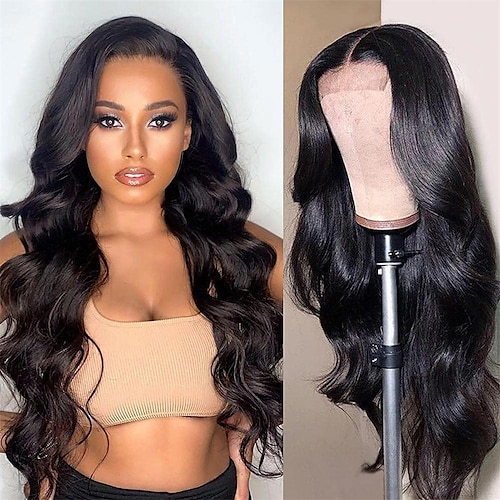 

Lace Front Wigs Human Hair Wigs for Black Women Brazilian 4x4 Body Wave Lace Closure Wigs Human Hair Pre Plucked with Baby Hair Natural Black 150%/180% Density