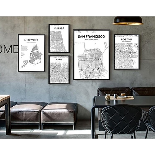 

nordic style retro city line drawing map decorative painting new york tokyo london line map drawing core