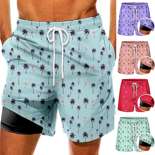 

Men's Swim Trunks Swim Shorts Quick Dry Board Shorts Bathing Suit Compression Liner with Pockets Drawstring Swimming Surfing Beach Water Sports Floral Summer / Stretchy