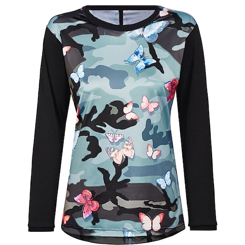 

21Grams Women's Downhill Jersey Long Sleeve Mountain Bike MTB Road Bike Cycling Green Butterfly Camo / Camouflage Bike Breathable Quick Dry Moisture Wicking Polyester Spandex Sports Butterfly Camo