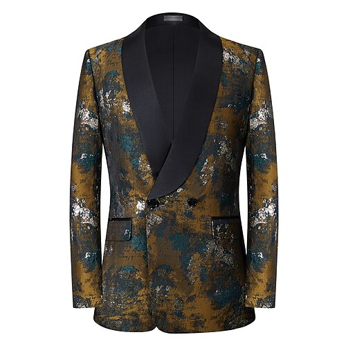 

Men's Party Business Blazer Regular Regular Fit Geometric Gold 2022