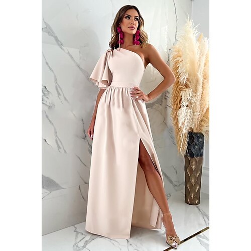 

abito da festa formale da donna abito lungo maxi abito verde nero kaki senza maniche colore puro diviso inverno autunno primavera una spalla 2023 s m l xl 2xl