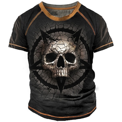 

Men's Unisex T shirt Tee 3D Print Graphic Prints Skull Crew Neck Street Daily Print Short Sleeve Tops Designer Casual Big and Tall Sports Black / Summer / Summer