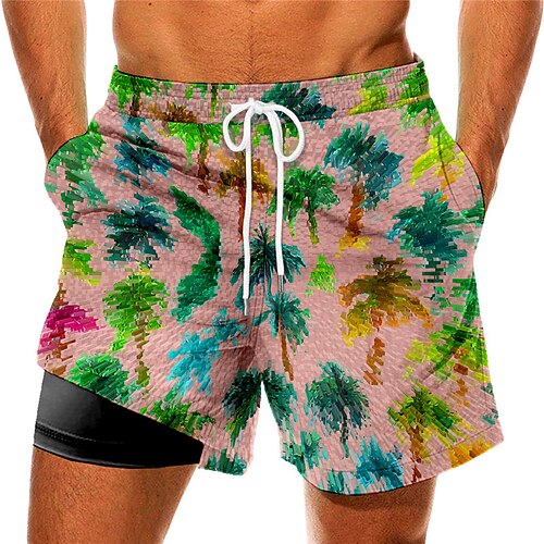 

Men's Swim Trunks Swim Shorts Quick Dry Board Shorts Bathing Suit Compression Liner with Pockets Drawstring Swimming Surfing Beach Water Sports Tropical Printed Spring Summer