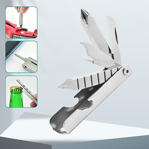

Keychain Bottle Opener Screwdriver Hex Wrench Home Daily Portable Tool Multifunctional Folding Tool