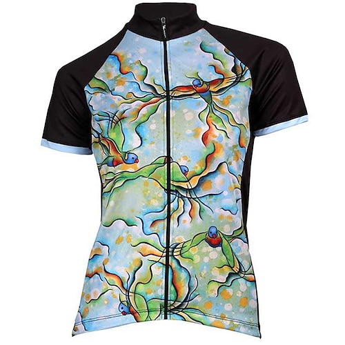 

21Grams Women's Short Sleeve Cycling Jersey Bike Top with 3 Rear Pockets Mountain Bike MTB Road Bike Cycling Breathable Quick Dry Moisture Wicking Green Bird Spandex Polyester Sports Clothing Apparel