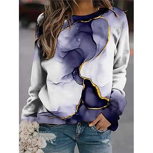 

Women's Sweatshirt Geometric 3D Print Casual Hoodies Sweatshirts Purple