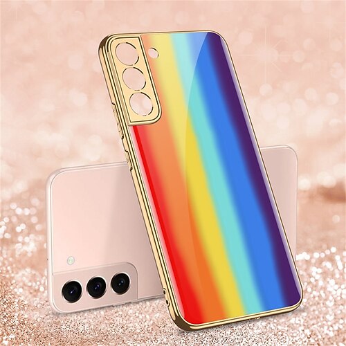 

Phone Case For Samsung Galaxy Classic Series S22 S22 Plus S22 Ultra Bumper Frame Dustproof Four Corners Drop Resistance Solid Colored Marble TPU Tempered Glass