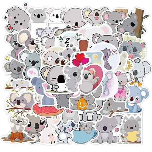 

50 Pcs Water Bottle Cute Koala Bear Stickers 50pcs Lovely Boy and Girl Stickers Laptop Water Bottle Luggage Snowboard Bicycle Skateboard Decal for Kids Teens Waterproof Stickers