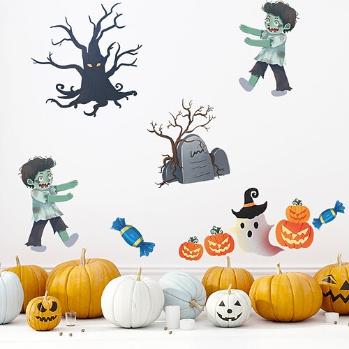 

Halloween Cartoon Pumpkins Wall Stickers Decorative Wall Stickers PVC Home Decoration Wall Decal Wall Decoration Glass Window Decoration / Removable Wall Stickers for bedroom living room