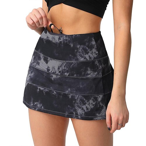 

Women's Tennis Skirts Yoga Skirt 2 in 1 with Phone Pocket Pleated Moisture Wicking Yoga Tennis Golf Skort Tie Dye Wine Red bright orange Grass Green Sports Activewear Stretchy / Athletic