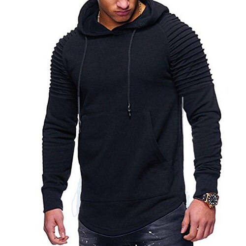

Herren Hoodie Sweatshirt Kapuze Khaki Hell Gray Dunkelgray Schwarz Mit Kapuze Feste Farbe Vordertasche Casual Täglich Festtage nicht druckbar Strassenmode Casual Herbst Winter Bekleidung / Langarm