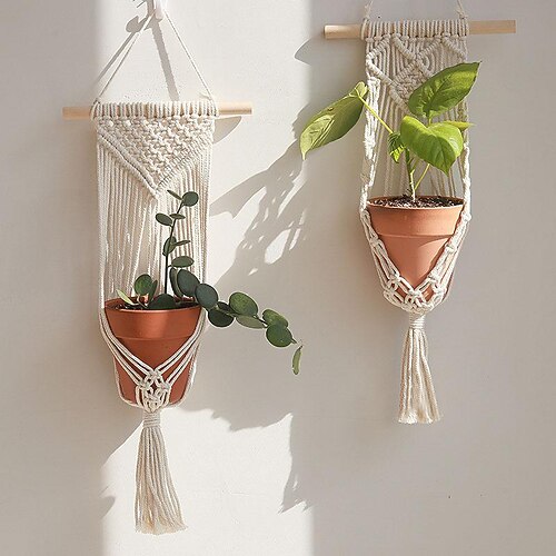 

nordic style flower pot net set hanging basket hand-woven bohemian flower basket tapestry interior wall shop wall decoration